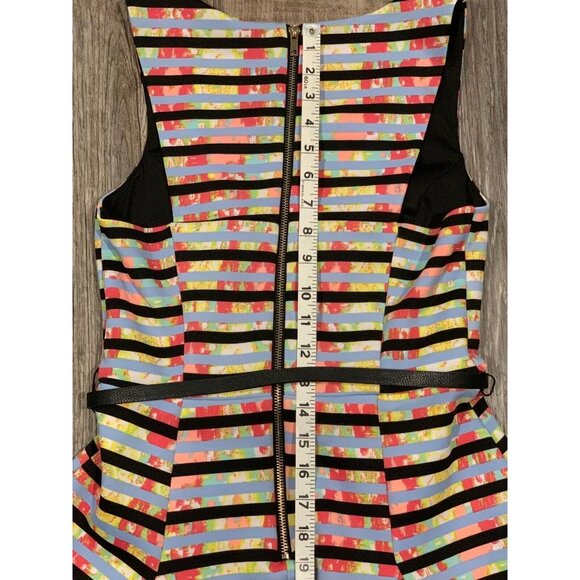 My Michelle Striped Multicolor Sleeveless Fit & Flare Dress Back Zipper Size 5 - Picture 15 of 16